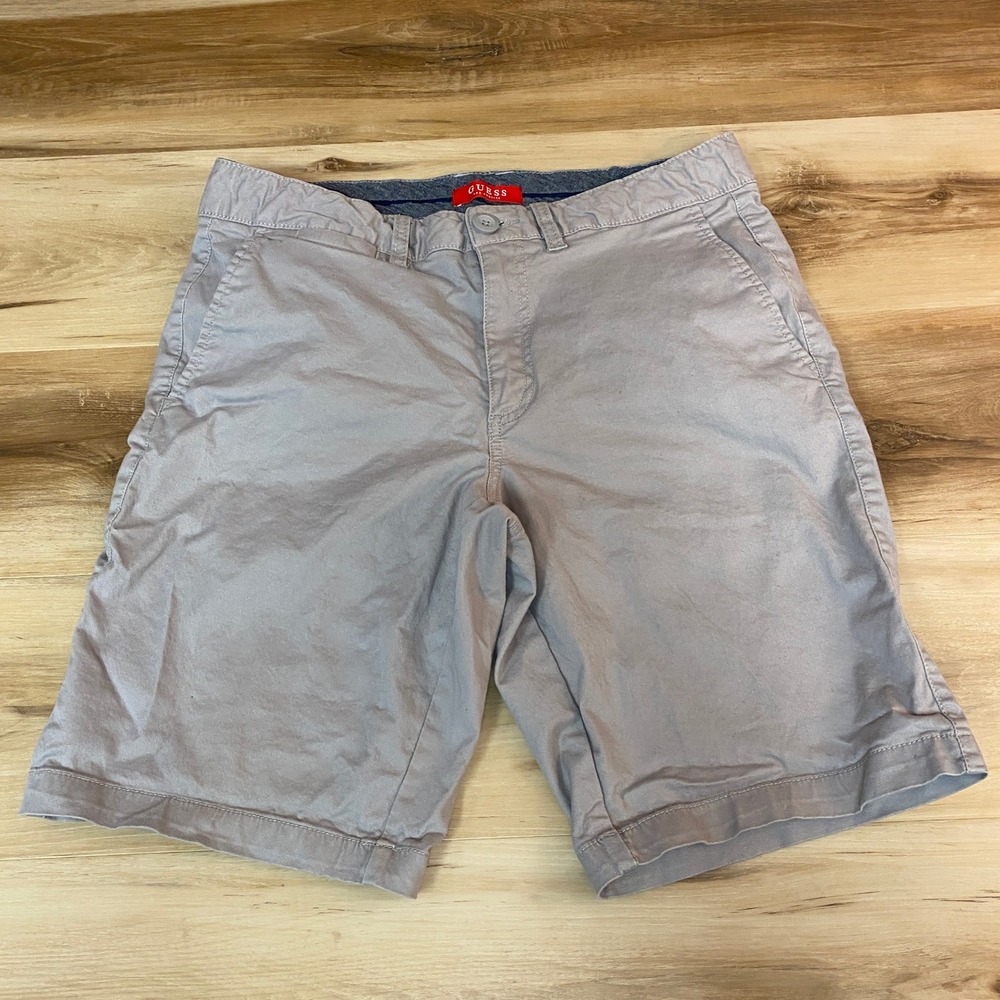 Guess Men's Gray Chino Shorts Size 33 Cotton Blend Casual Summer
